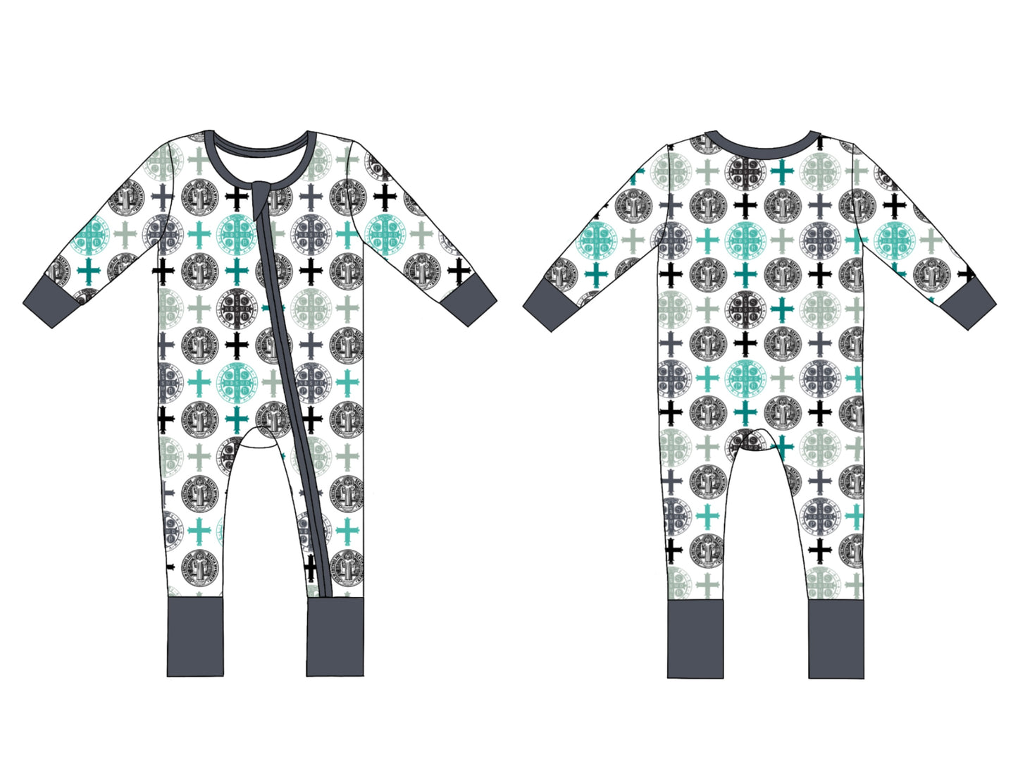 Benedict Medal zipper footie