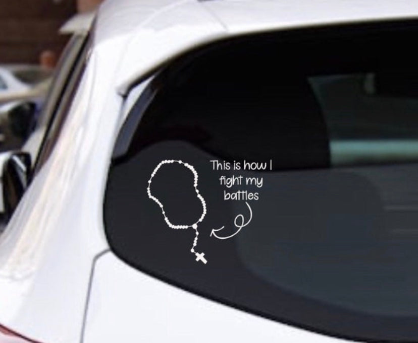 Rosary car decal