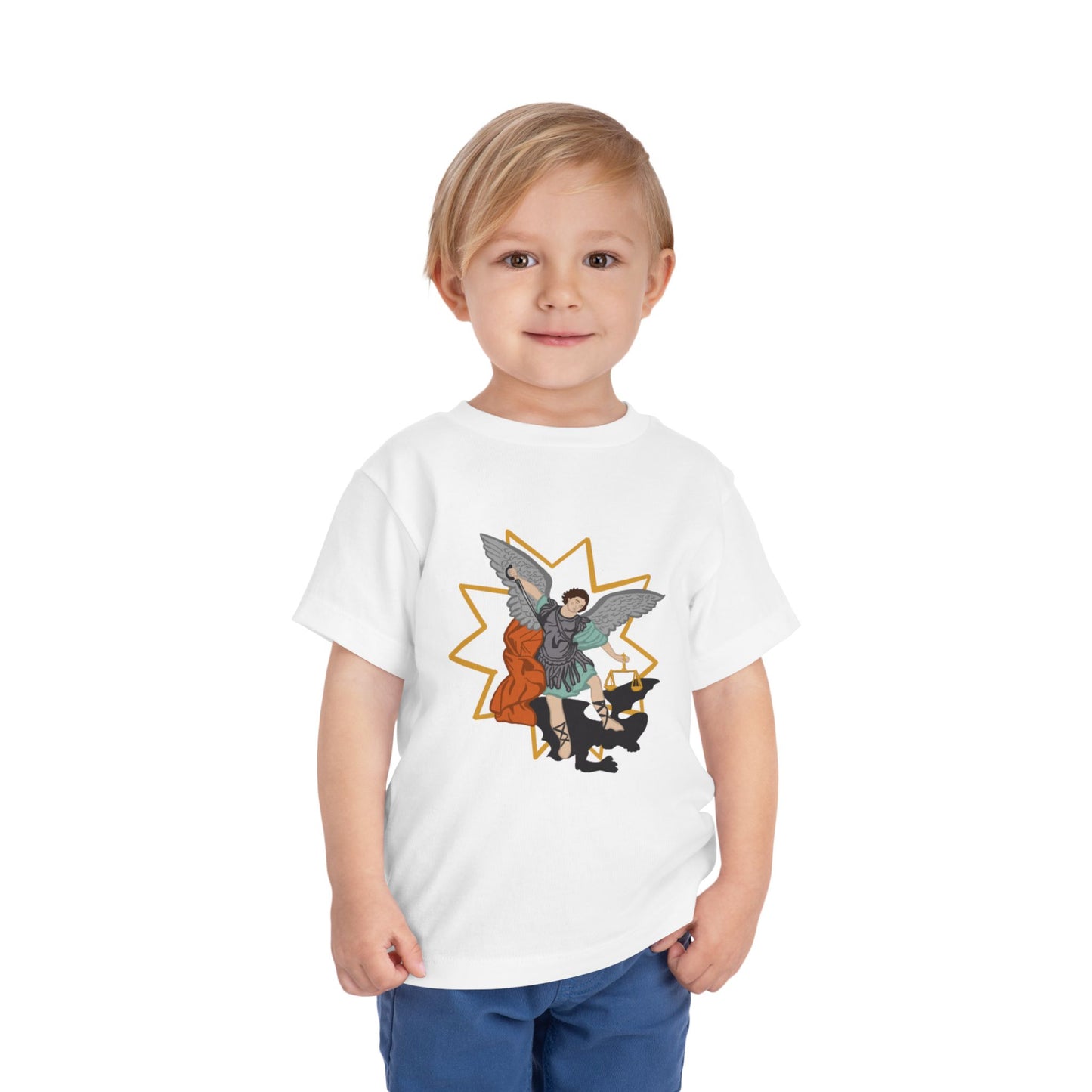 Angel & Cat Toddler Tee — Cute Guardian Angel Graphic Shirt for Kids
