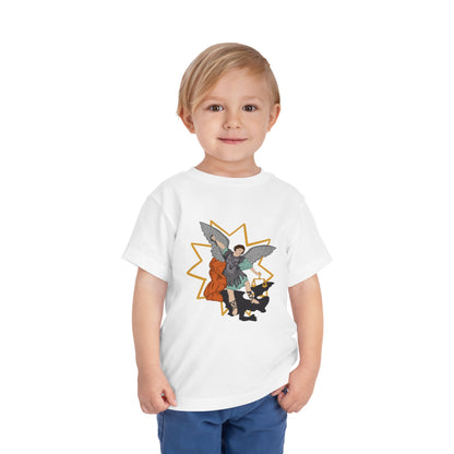 Angel & Cat Toddler Tee — Cute Guardian Angel Graphic Shirt for Kids