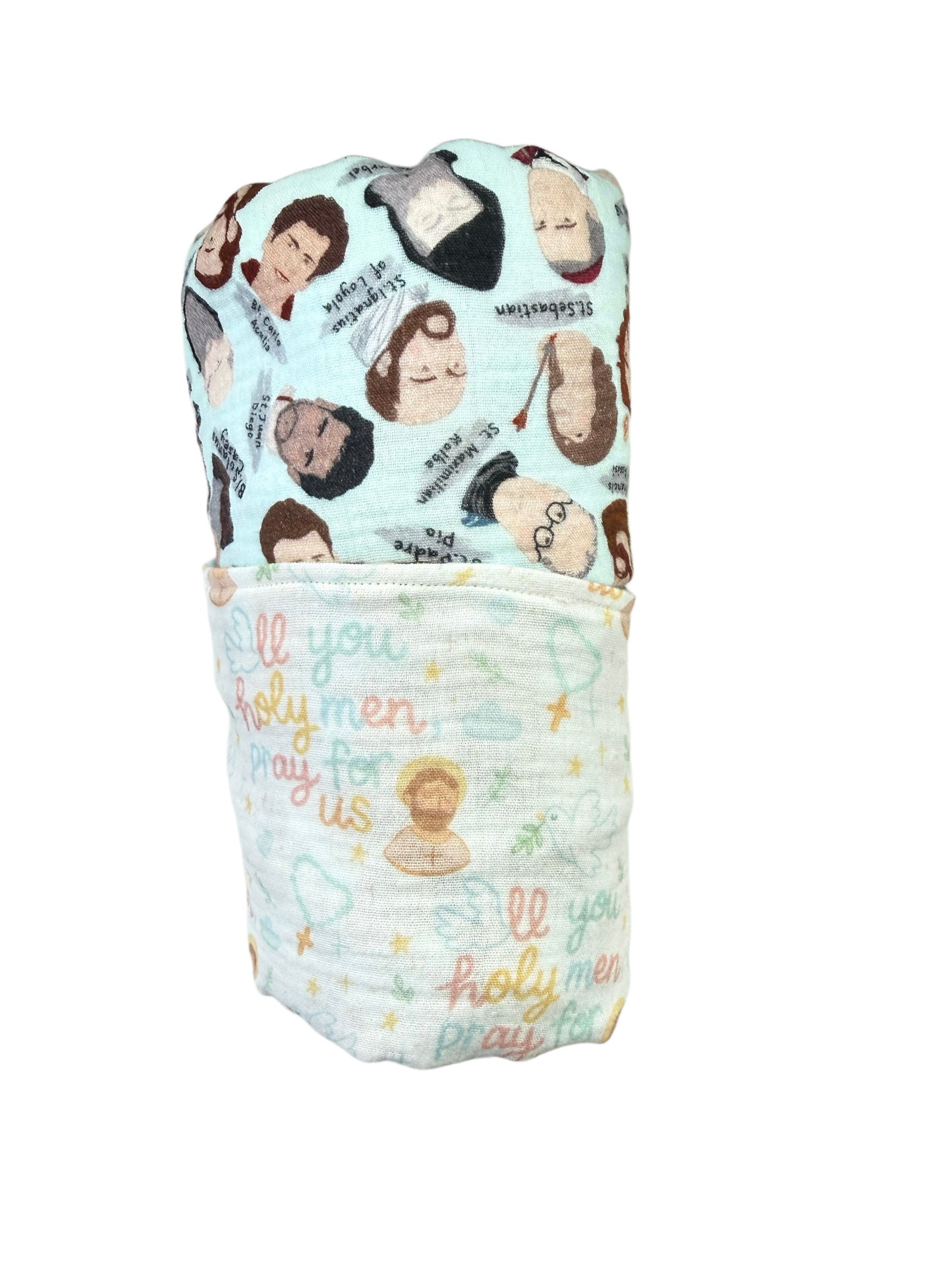 Male saints muslin reversible swaddle