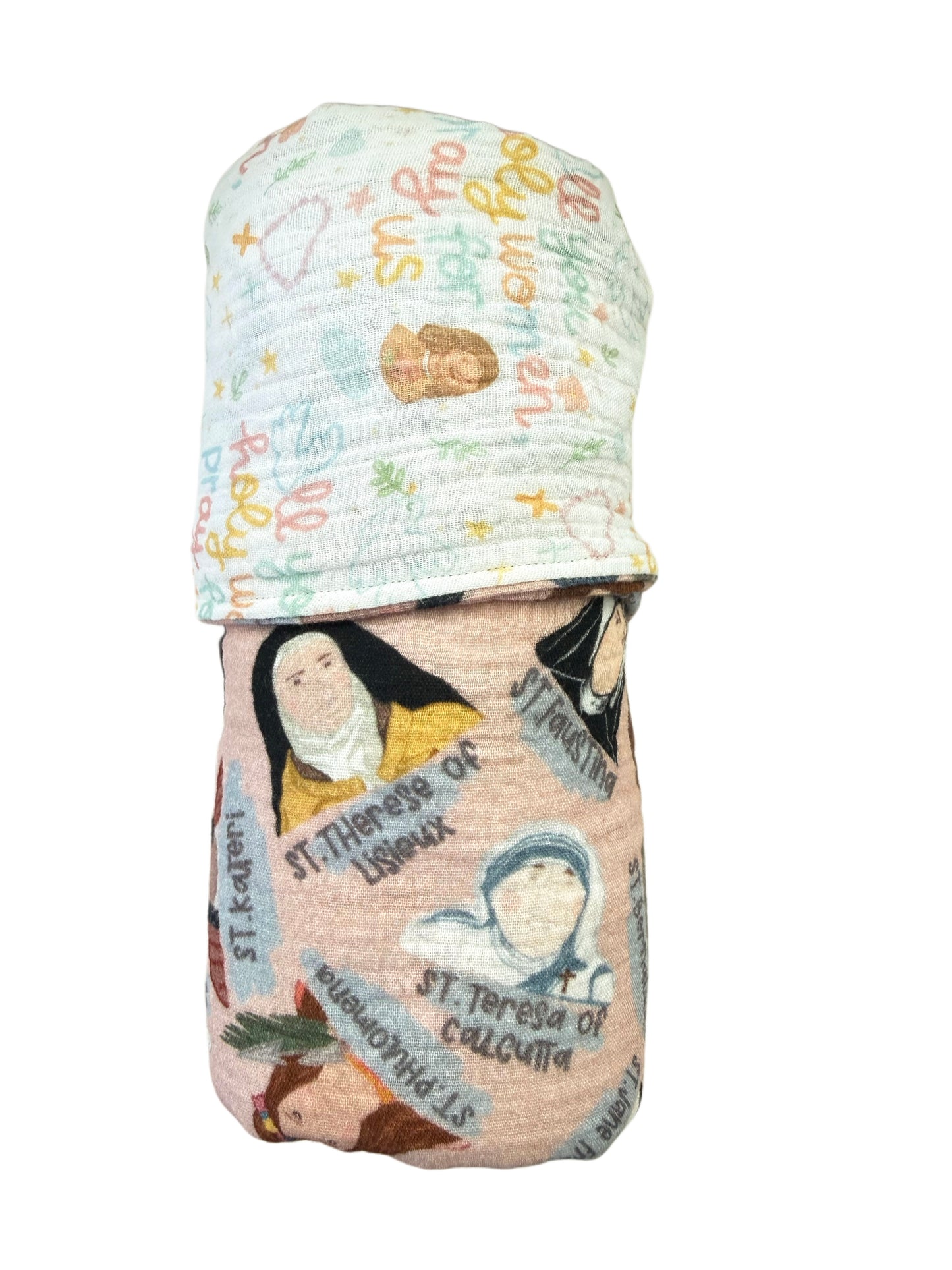 Female saints muslin reversible swaddle