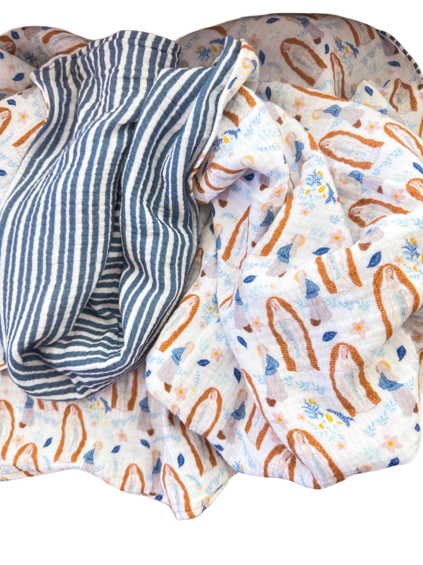 Our Lady Of Lourdes muslin reversible swaddle