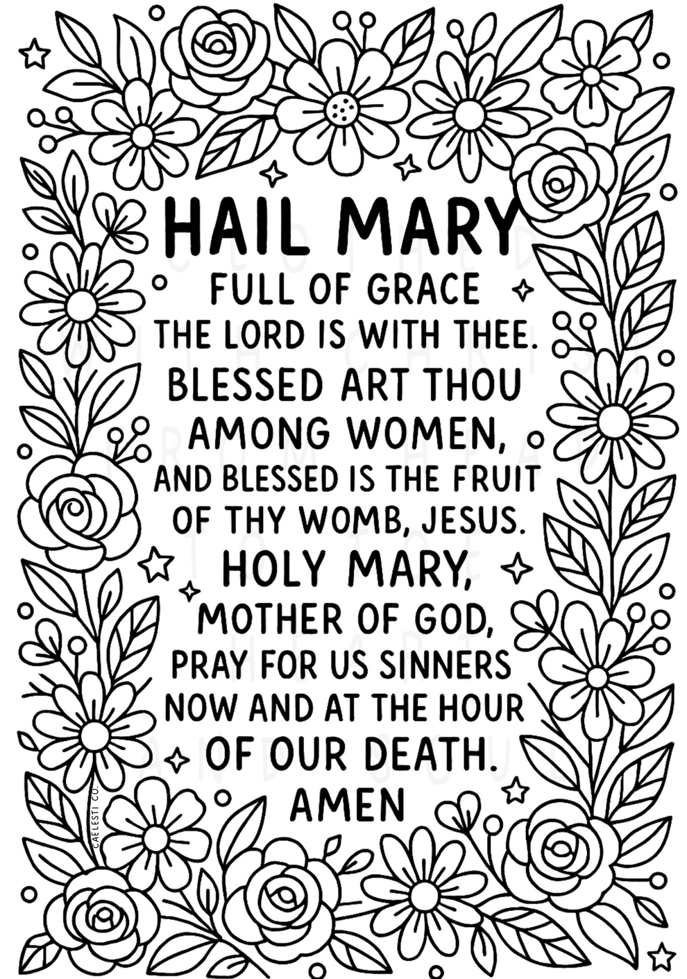 Hail Mary Prayer coloring page – Caelesti Co.
