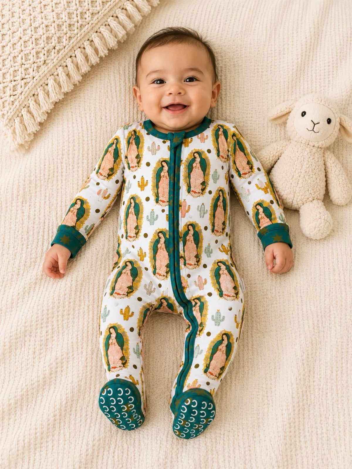 Our Lady of Guadalupe zipper footie